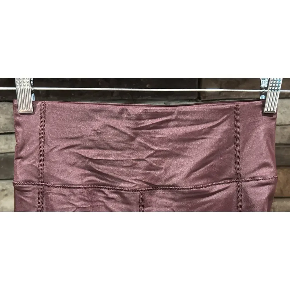 Women’s SWEATY BETTY Merlot Faux Leather 7/8 Length Leggings Size S *D1
